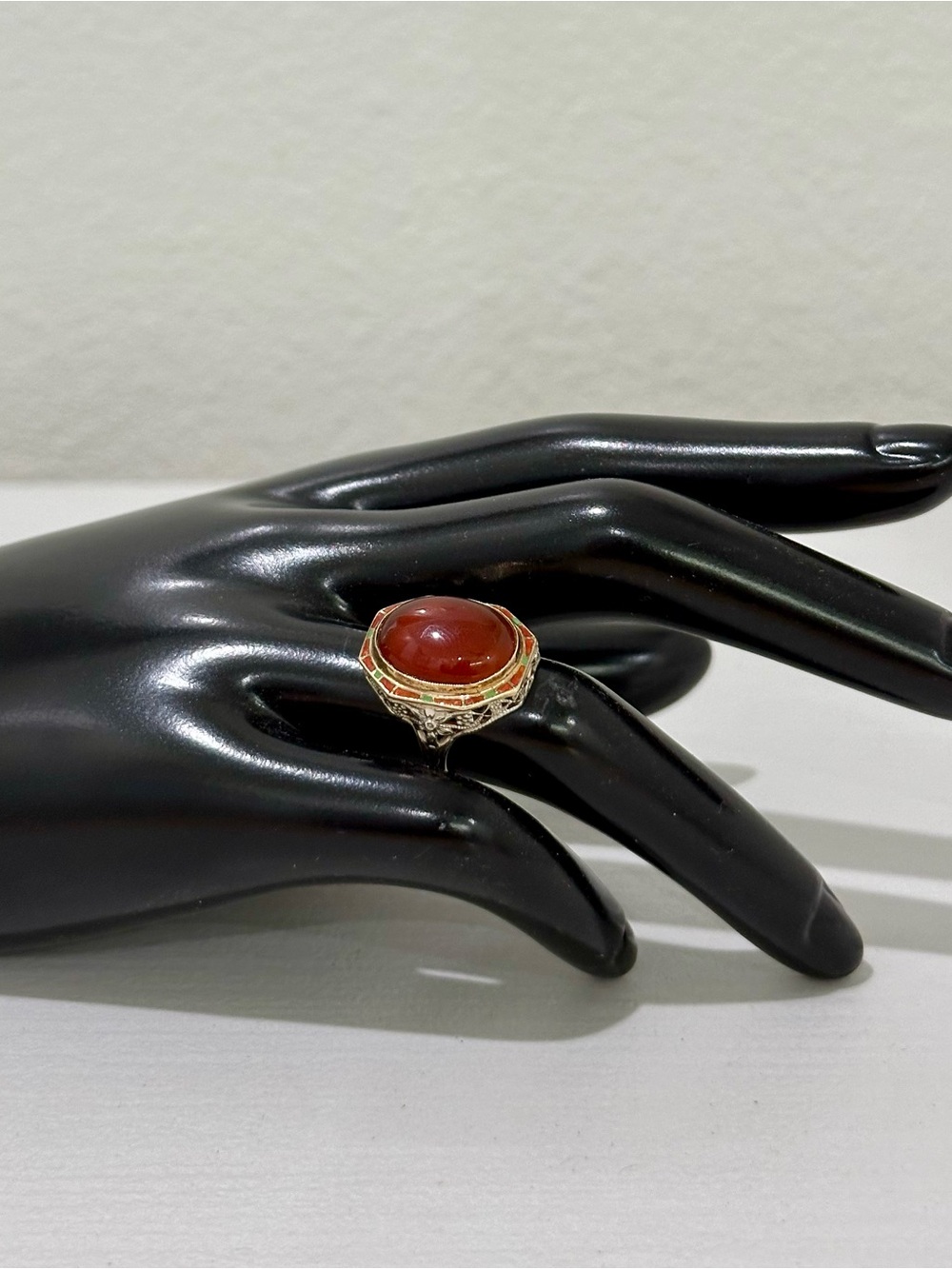 Vintage Carnelian 14kt Two Tone Statement Ring
